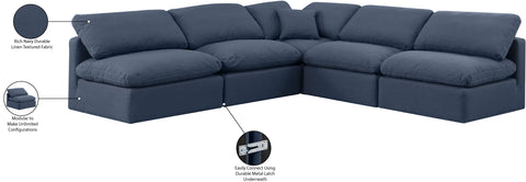 Luxus Navy Linen Textured Fabric Modular Sectional Sec5B