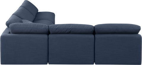 Luxus Navy Linen Textured Fabric Modular Sectional Sec5B