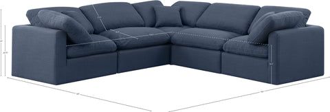 Luxus Navy Linen Textured Fabric Modular Sectional Sec5C