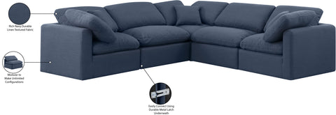 Luxus Navy Linen Textured Fabric Modular Sectional Sec5C