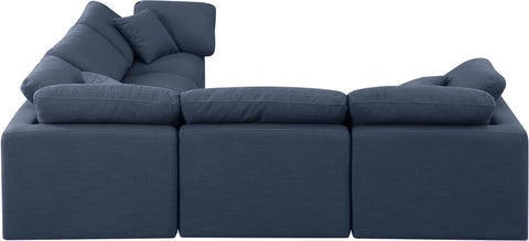 Luxus Navy Linen Textured Fabric Modular Sectional Sec5C