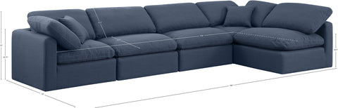 Luxus Navy Linen Textured Fabric Modular Sectional Sec5D