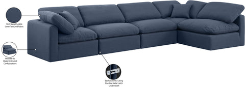 Luxus Navy Linen Textured Fabric Modular Sectional Sec5D