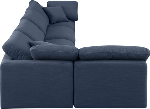 Luxus Navy Linen Textured Fabric Modular Sectional Sec5D