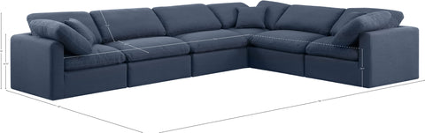 Luxus Navy Linen Textured Fabric Modular Sectional Sec6A