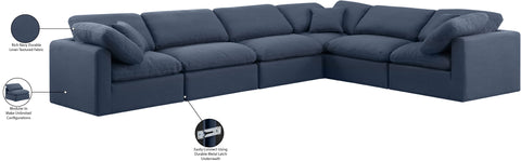 Luxus Navy Linen Textured Fabric Modular Sectional Sec6A