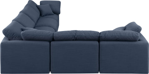 Luxus Navy Linen Textured Fabric Modular Sectional Sec6A
