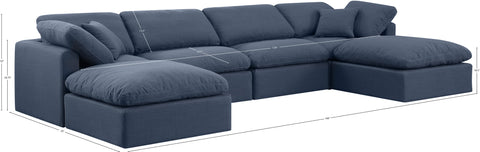 Luxus Navy Linen Textured Fabric Modular Sectional Sec6B