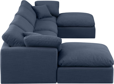 Luxus Navy Linen Textured Fabric Modular Sectional Sec6B
