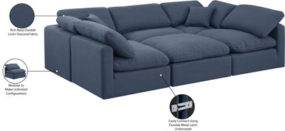 Luxus Navy Linen Textured Fabric Modular Sectional Sec6C