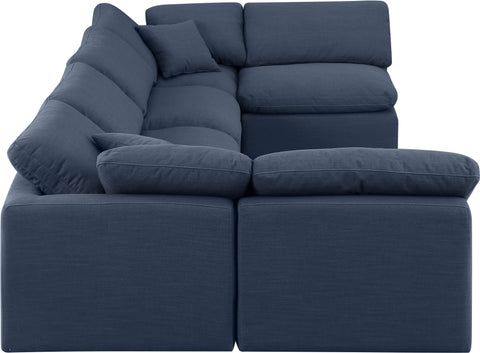 Luxus Navy Linen Textured Fabric Modular Sectional Sec6D