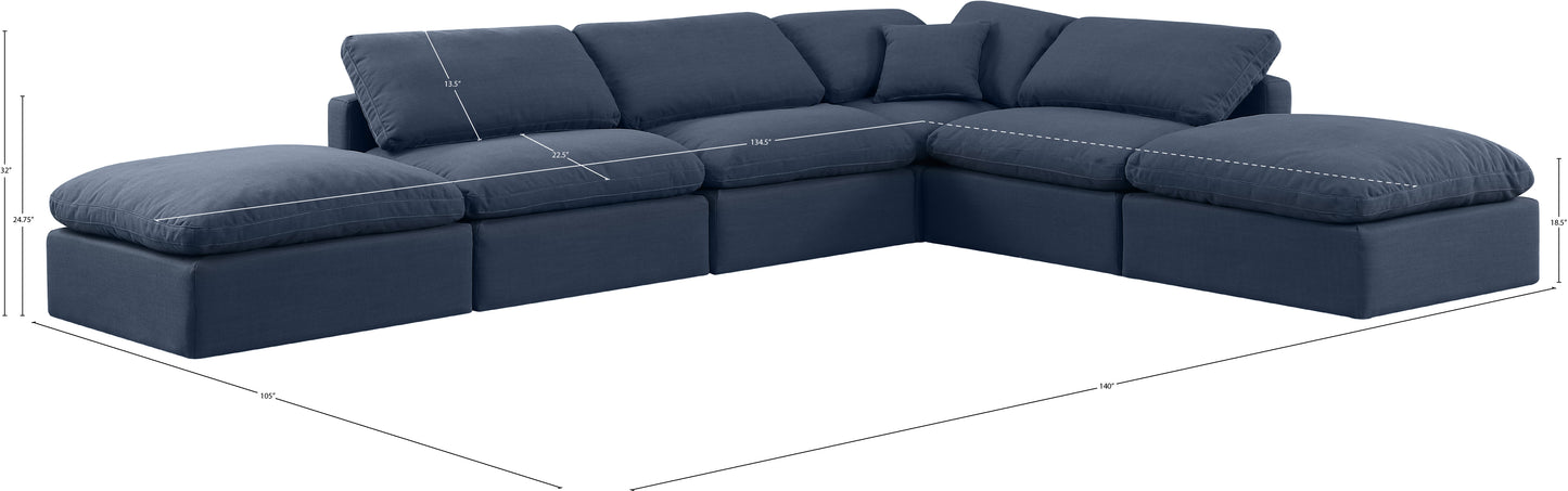 luxus navy linen textured fabric modular sectional sec6e