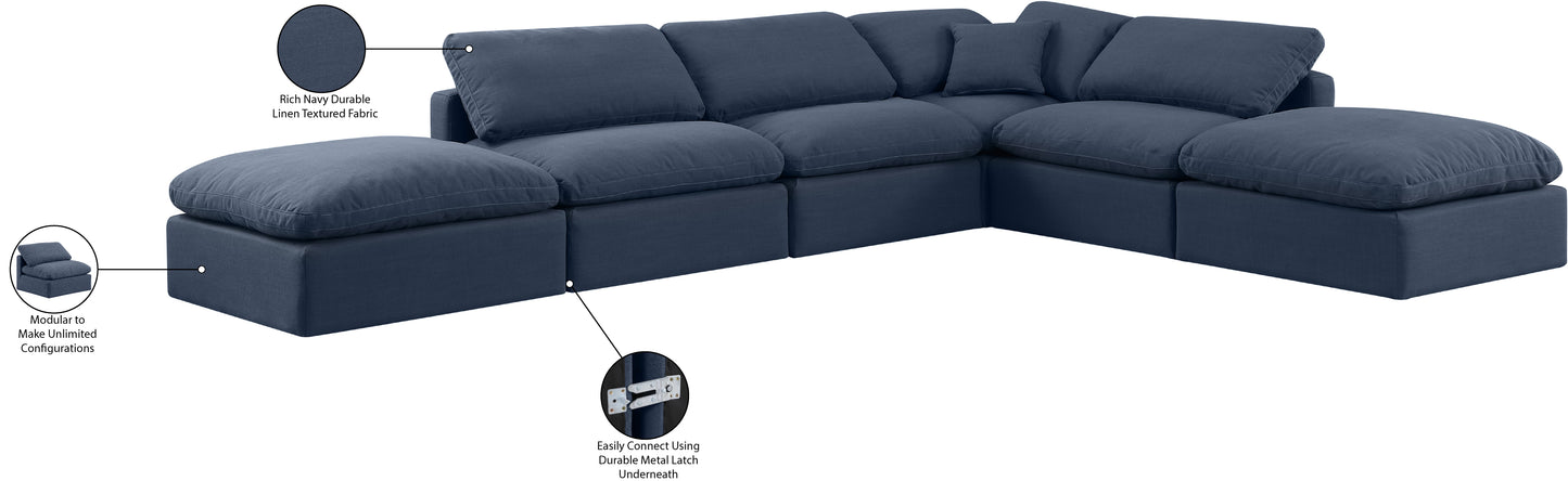 luxus navy linen textured fabric modular sectional sec6e