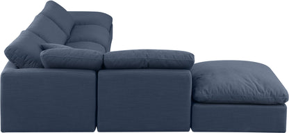 Luxus Navy Linen Textured Fabric Modular Sectional Sec6E