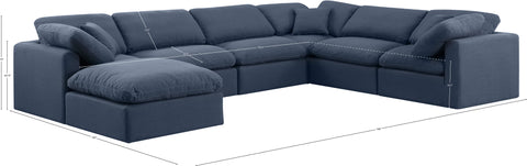Luxus Navy Linen Textured Fabric Modular Sectional Sec7A