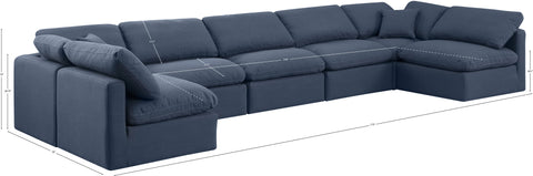 Luxus Navy Linen Textured Fabric Modular Sectional Sec7B