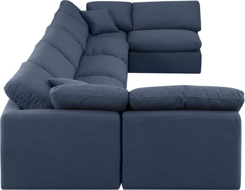 Luxus Navy Linen Textured Fabric Modular Sectional Sec7B