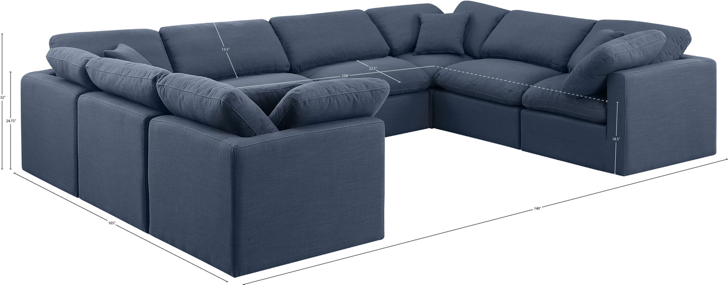 luxus navy linen textured fabric modular sectional sec8a