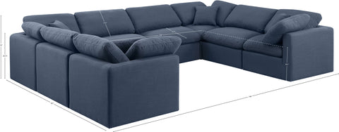Luxus Navy Linen Textured Fabric Modular Sectional Sec8A