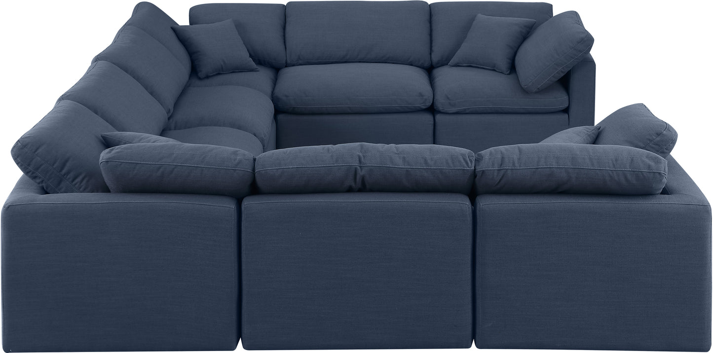 luxus navy linen textured fabric modular sectional sec8a