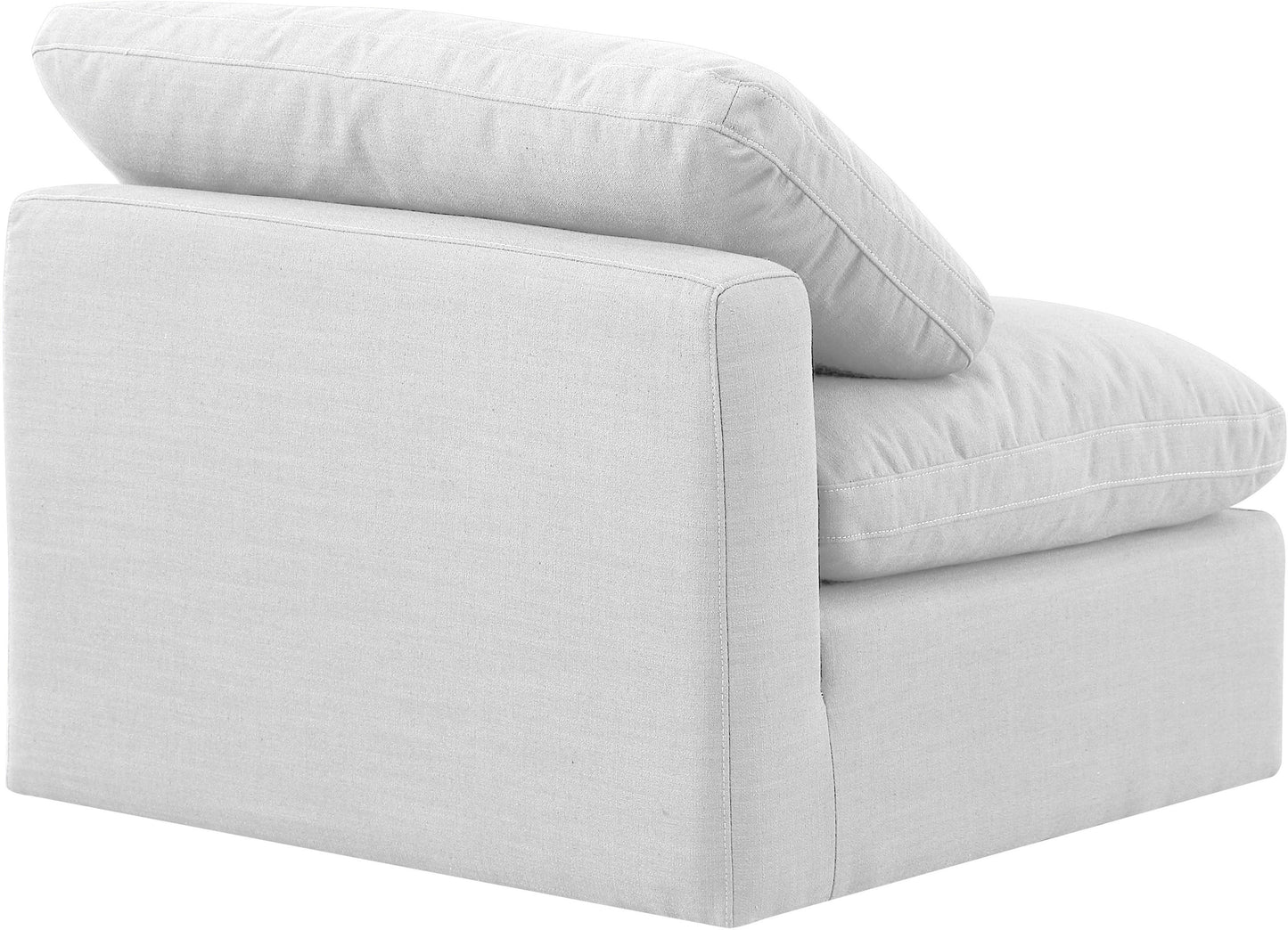 luxus white linen textured fabric armless chair armless