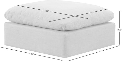 Luxus White Linen Textured Fabric Ottoman Ott