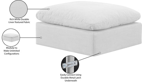 Luxus White Linen Textured Fabric Ottoman Ott