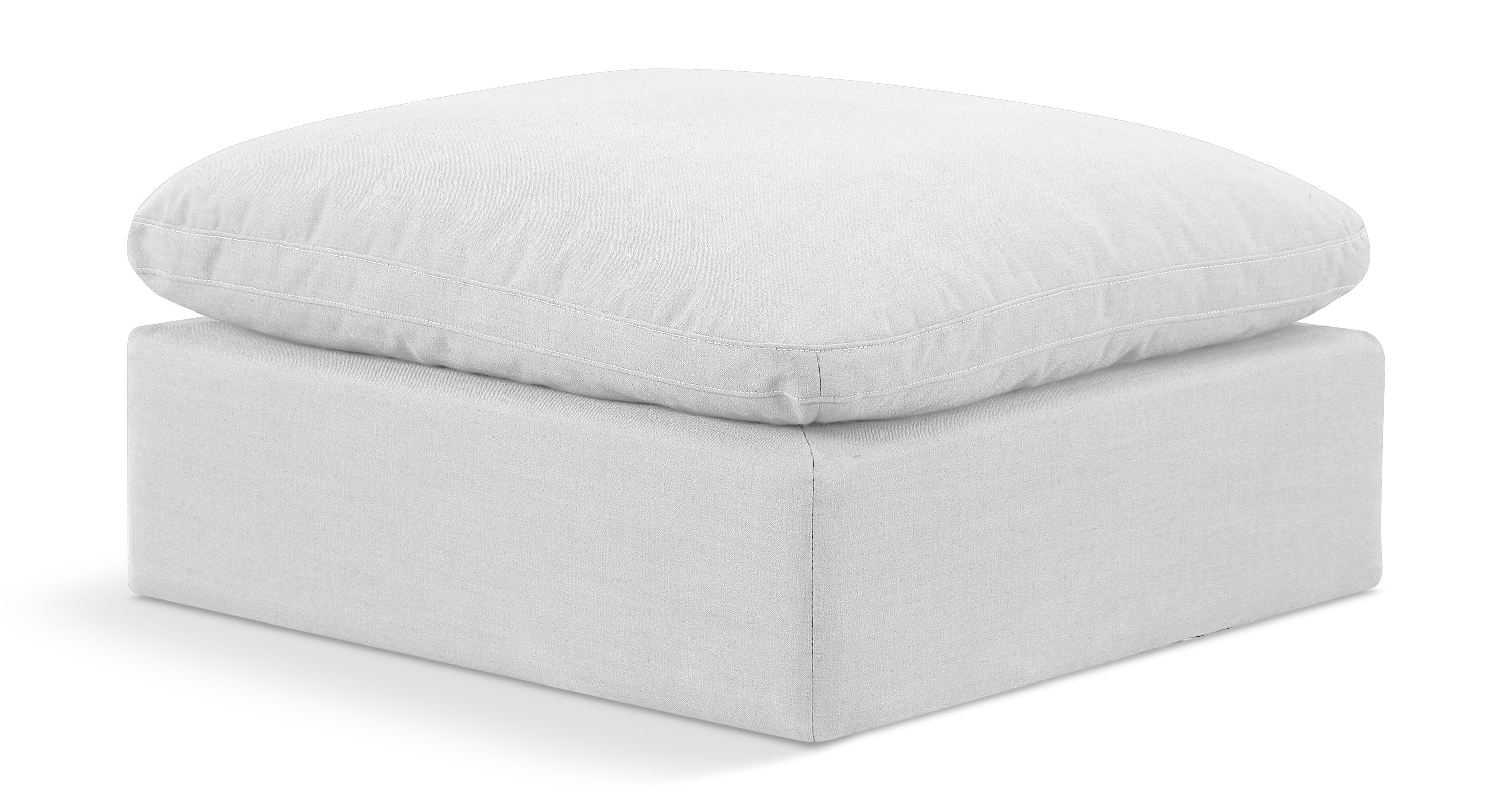 Luxus White Linen Textured Fabric Ottoman Ott – casabycoco