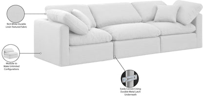 Luxus White Linen Textured Fabric Modular Sofa S105