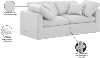 Luxus White Linen Textured Fabric Modular Sofa S70