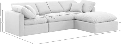 Luxus White Linen Textured Fabric Modular Sectional Sec4A