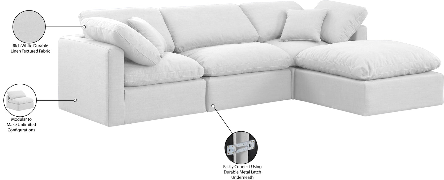 luxus white linen textured fabric modular sectional sec4a