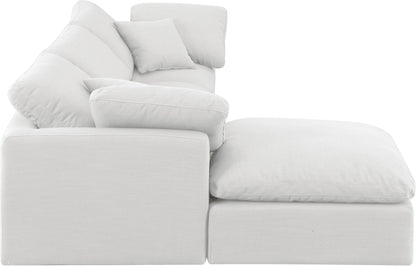 Luxus White Linen Textured Fabric Modular Sectional Sec4A