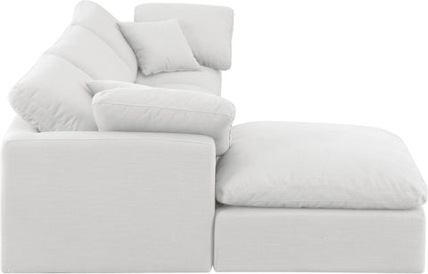 Luxus White Linen Textured Fabric Modular Sectional Sec4A