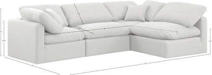 Luxus White Linen Textured Fabric Modular Sectional Sec4B