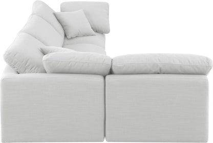 Luxus White Linen Textured Fabric Modular Sectional Sec4B