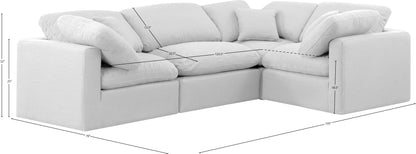 Luxus White Linen Textured Fabric Modular Sectional Sec4C