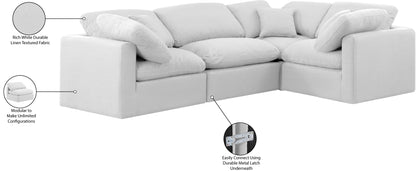 Luxus White Linen Textured Fabric Modular Sectional Sec4C