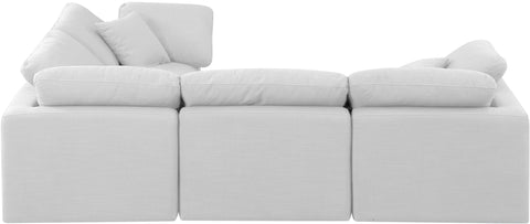 Luxus White Linen Textured Fabric Modular Sectional Sec4C