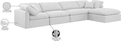 Luxus White Linen Textured Fabric Modular Sectional Sec5A