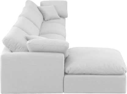 Luxus White Linen Textured Fabric Modular Sectional Sec5A