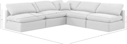 Luxus White Linen Textured Fabric Modular Sectional Sec5B