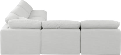 Luxus White Linen Textured Fabric Modular Sectional Sec5B