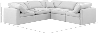 Luxus White Linen Textured Fabric Modular Sectional Sec5C