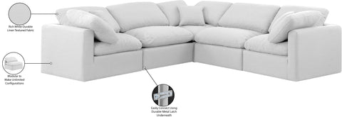 Luxus White Linen Textured Fabric Modular Sectional Sec5C