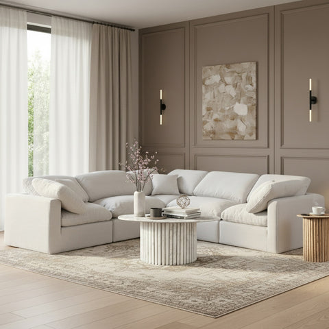 Sloane 105" Linen Textured Fabric Upholstered Sectional, 5-Piece (Style 2)