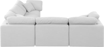 Luxus White Linen Textured Fabric Modular Sectional Sec5C