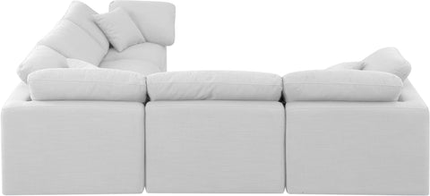 Luxus White Linen Textured Fabric Modular Sectional Sec5C