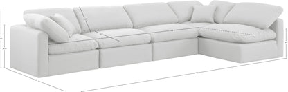 Luxus White Linen Textured Fabric Modular Sectional Sec5D