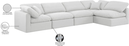 Luxus White Linen Textured Fabric Modular Sectional Sec5D